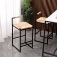 thumbnail image 2 of Counter Height Bar Stools Set of 2, Woven Counter Stool with Back and Footrest, Upholstered Armless Saddle Stool Kitchen Barstools Bar Chairs for Kitchen Island Counter, Home Bar, Bistro,, 2 of 9
