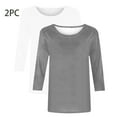 thumbnail image 4 of Jinhomg 3/4 Sleeve Solid T Shirts for Women 2 Piece Crew Neck Tunic Tops Fall Comfy Lightweight Out Wear Tees Winter Saving Gray M, 4 of 6