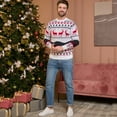 thumbnail image 4 of Mens Christmas Ugly Sweaters Vintage Long Sleeve Crewneck Snowflake Knit Pullover Sweaters Winter Warm Cozy Xmas Gifts Sweaters for Men, 4 of 7