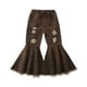thumbnail image 1 of Pantalones Para Niños Primavera Otoño Niñas Casual All-Match Jeans Pantalones Acampanados Pantalones Marrón Odeerbi  LM103-10062, 1 of 9