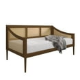 thumbnail image 4 of Home Design Elko Twin Daybed with Natural Wood Grain Frame, Rattan Accents, Durable Solid Wood, Stylish Seating and Sleeping Solution, Brown, 4 of 11