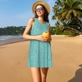 thumbnail image 3 of Logiee Teal Green Glitter Print Summer Dresses for Women,Beach Sleeveless Flowy Pocket Tshirt Tank Sundresses,Women's Sleeveless Dress, 3 of 7