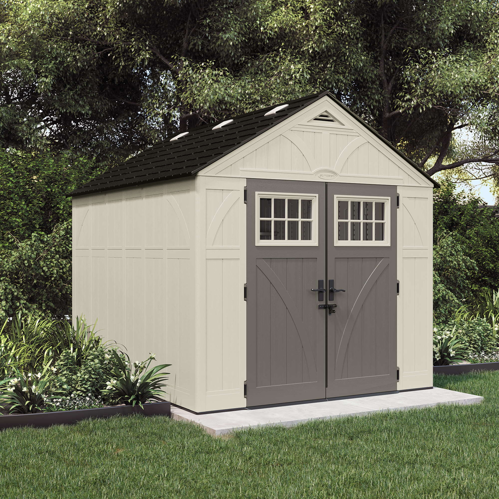 Suncast Metal and Resin Storage Shed, Vanilla, 8ft x 10ft - image 3 of 14