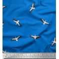 thumbnail image 1 of Soimoi Blue Viscose Chiffon Fabric Flying Stork Bird Decor Fabric Printed Yard 42 Inch Wide, 1 of 5