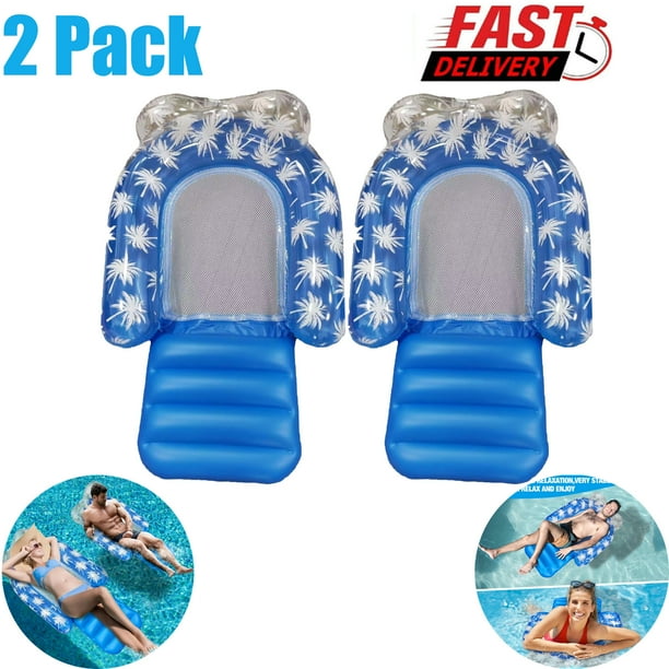 2 Pack Inflatable Pool Chair Float for Adult with Headrest Floating