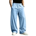 thumbnail image 2 of CCRFTGI Sweatpants for Men Baggy Straight Leg Elastic Waist Jogging Pants Lightweight Casual Outdoor Walking Wear Light Blue S, 2 of 7