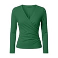 thumbnail image 5 of Womens Long Sleeve Shirts Helii Casual Crisscross V Neck Long Sleeve T-Shirt Cozy Workout Top Slim Fit Blouse Daily Fall Fashion Outfit Basic Y2K Tops 2026 | Green,XL, 5 of 5