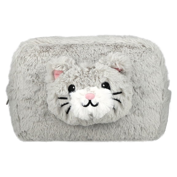 Pen+Gear Plush Cat Pencil Pouch, Gray