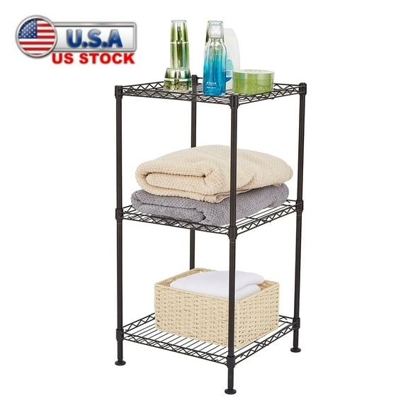 Tcbosik 3-Tier Small Wire Metal Shelving with Adjustable Shelves for Kitchen Bedroom Living Room Office, Black