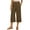 Brown, variant on Women Capris under $5! Xqxayjr Womens Capri Pants Loose High Waisted Wide Leg Lounge Pants Casual Loose Fit Pull Elastic Smock Waist Palazzo Trousers with Pockets