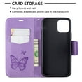 thumbnail image 3 of iPhone 11 6.1" Wallet Case, Dteck Embossed Butterfly Flip PU Leather Stand Wallet Case Cover For Apple iPhone 11 2019, Violet, 3 of 6