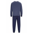 thumbnail image 2 of hajo pijama de hombre conjunto de 2 piezas - largo, puños, cuello redondo, Algodón Premium Azul 3XL (XXX-Large), 2 of 3