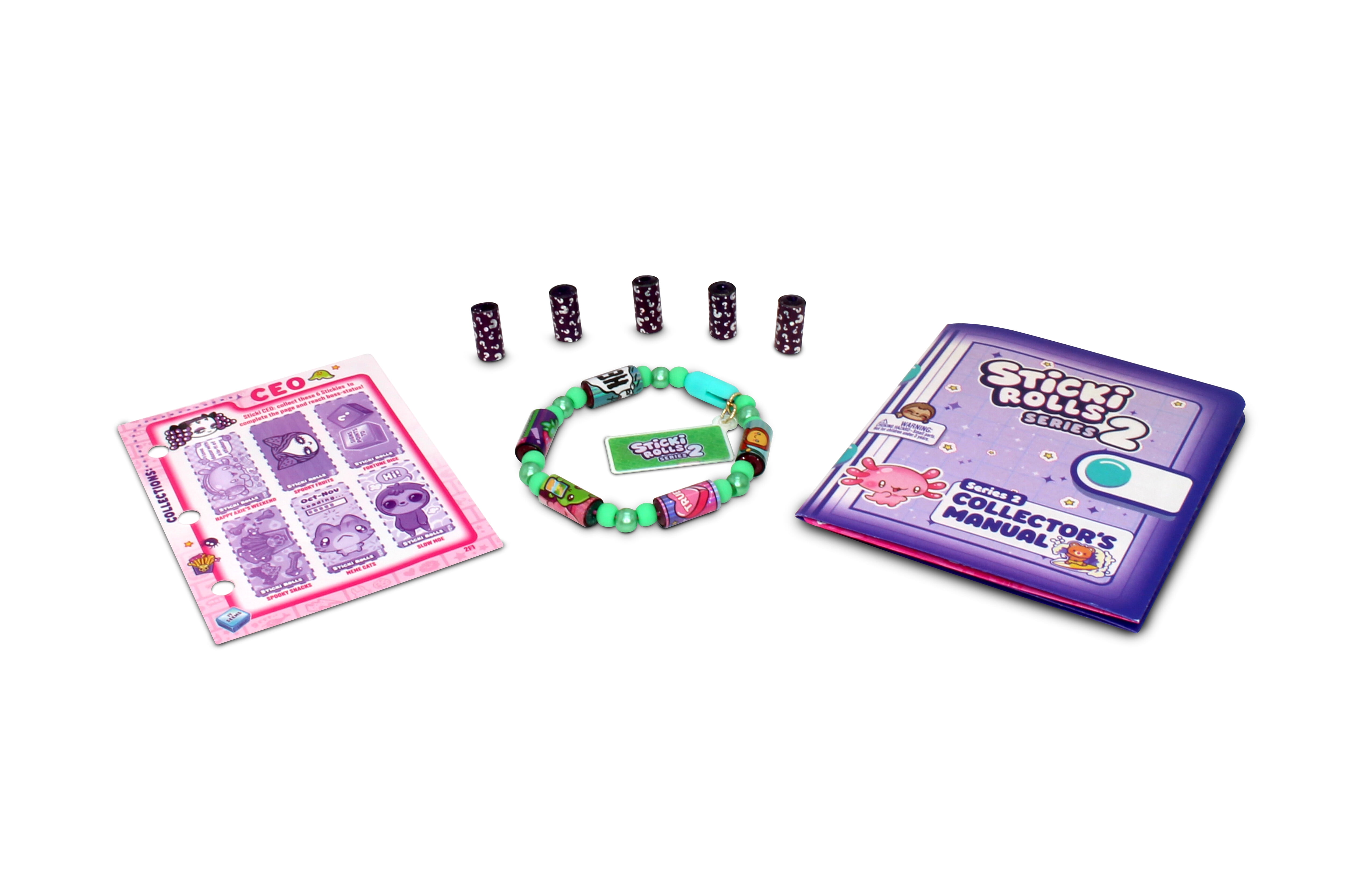 Sticki Rolls Sticki Bands - Wearable & Shareable Sticker Bracelet -100 Mini Stickers - 5 Mystery Sticki Rolls - 1000+ Stickers to Discover
