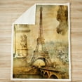 thumbnail image 5 of Eiffel Tower Fleece Throw Blanket for Sofa Couch Bed Paris Cityscape Plush Blanket Modern Paris French Style Sherpa Blanket Room Decor Retro Vintage Style Fuzzy Blanket Throw 50x60 Inch, 5 of 6