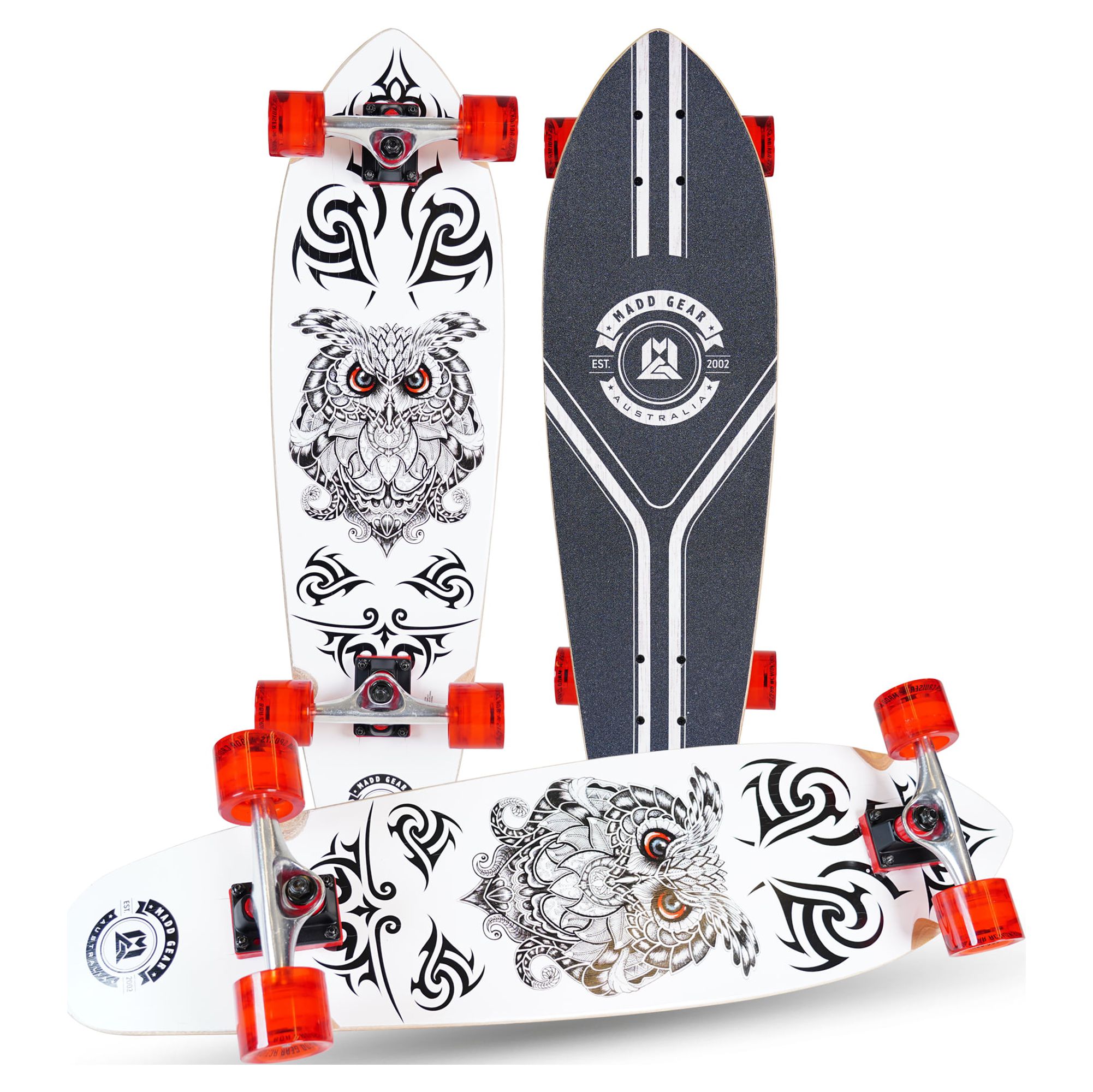 Madd Gear 32" Cruiser Skateboard - Hoot - 62mm Wheels with ABEC 7 Bearings