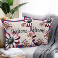 thumbnail image 2 of Waterproof Throw Pillow Covers Set of 2, 16x16 Inch 4th of July Decorative Pillowcases Outdoor Pillow Slip Cushion Covers Set for Couch Tent Red Blue Floral Welcome Independence Day, 2 of 7
