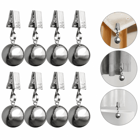 8 Pack Rust Proof Stainless Steel Tablecloth Weights, Windproof Tablecloth Clips for Outdoor Tables, Picnic Table Clips, Multi-Purpose Shower Curtain Weights for Curtain, Flag, Party Banner