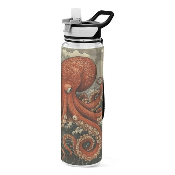 Qxltty Giant Octopus Water Bottle 32 oz with Straw BPA Free Reusable Fitness Sport Bottle Perfect for Travel School Outdoors and Gym