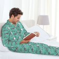 thumbnail image 6 of Picia Great White Shark Pattern Men’s Long-Sleeve Sleepwear Set - Soft 2-Piece Loungewear with Pockets, Comfy PJs for Relaxing Nights-XX-Large, 6 of 7