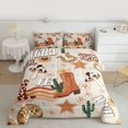 thumbnail image 2 of Homewish Retro Cowboy Boots Queen Comforter Set,Rustic Cow Print Bedding Sets,Mushroom Cacrus Flower Pattern Bedding Comforter Set For Teens,Super Cozy Room Decor Reversible,3pcs, 2 of 8
