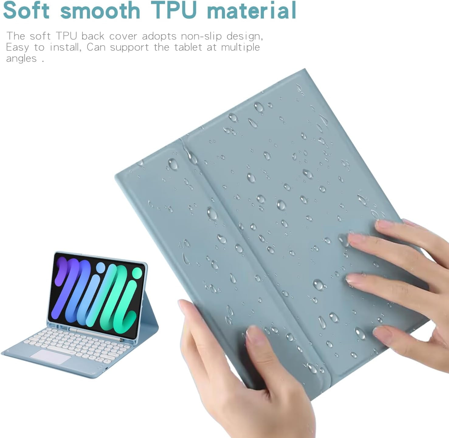 Touch Keyboard Case for iPad Mini 7 (A17 Pro)/Mini 6th Generation Case 8.3 inch (2024/2021) with Pencil Holder - Magnetically Detachable Touch Bluetooth Keyboard