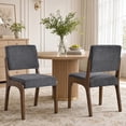 thumbnail image 3 of Dining Chair Set of 4, Upholstered Wooden Dining Chairs with Solid Wood Legs, Farmhouse Dining Room Chair, Kitchen Chair for Dining Room,Dark Gray, 3 of 9