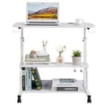 thumbnail image 4 of Hassch Portable Desk with Power Outlet, Height Adjustable Computer Laptop Table with USB Ports, Rolling Table with 2 Shelves for Home Office, White, 4 of 7