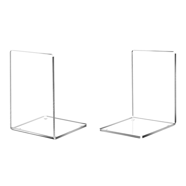 Cateissary 2 unids/set de accesorios de oficina para escritorio, sujetalibros elegantes para estantes, sujetalibros acrílicos, organizador de cartulina