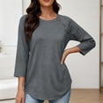 thumbnail image 6 of Otntypg Womens Blouses Dressy Casual 3/4 Length Sleeve Tops Spring Summer Business Work Crewneck T-Shirts Casual Beach Vacation Tunic Shirt, 6 of 7