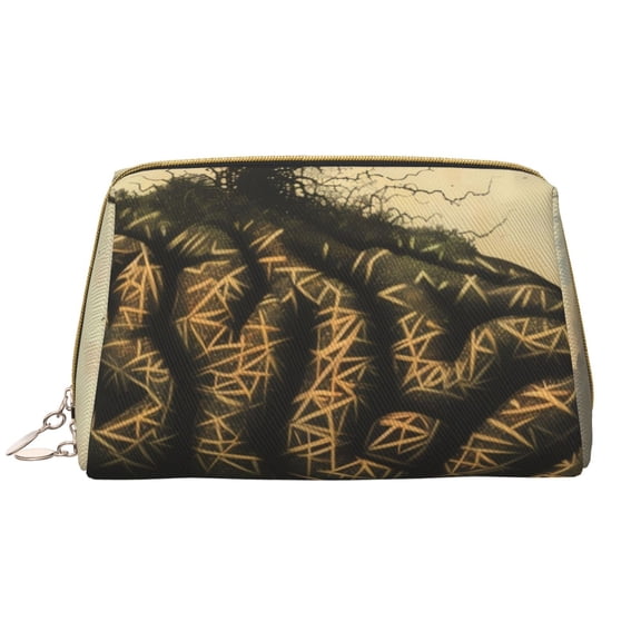 Rateoe Surreal Brain Tree for Travel Makeup Bag,Large Capacity Cosmetic Bags for Women,Waterproof Portable Pouch Open Flat Toiletry Bag Make up Organizer
