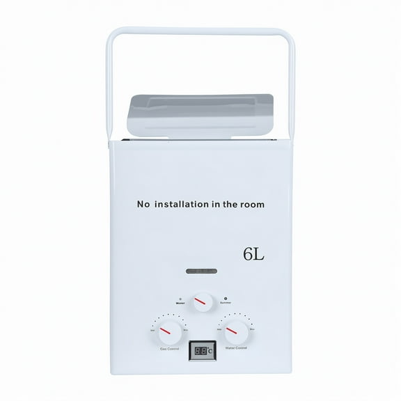 Thehsnt Portable Water Heaters, 6L Tankless Water Heaters, Liquefying Gas Outdoor Digital Display Water Heaters for Camping, RV, Boat, Cabins