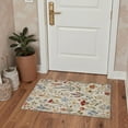 thumbnail image 4 of 2x7 Area Rugs Machine Washable Low Pile Runner with Non Slip Backing for Hallway, Laundry Room, Bedroom, Bathroom, Indoor Floor Mat Featuring Wild Flora Print Pattern in Oatmeal Beige, 4 of 4