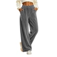 thumbnail image 5 of Sunnin Womens Velvet Wide Leg Pants Button Elastic Waist Side Pockets Relaxed Casual Lounge Trousers, 5 of 9