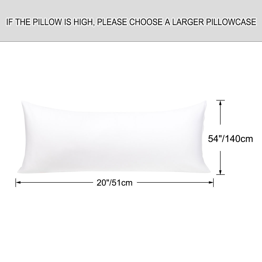 Unique Bargains Pillowcases 2 Pack 100% Cotton Body Pillow Covers White 20" x 54"