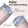 thumbnail image 4 of Women's Floral Tumbler 20oz - Stainless Steel Insulated Cup with Handle, Straw Included, Leak-Proof Travel Mug for Coffee Tea Drink, 4 of 5