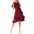 thumbnail image 2 of SAYOO Vestido Midi de Verano para Mujer Color Sólido Manga Corta Dobladillo Irregular Vestido con Cinturón SAYOO Moda, 2 of 6