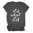thumbnail image 1 of Camiseta informal de manga corta con cuello redondo gris para mujer, cómoda camiseta de verano, camiseta extragrande con estampado de letras blancas XXL, 1 of 4