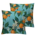 thumbnail image 2 of JRXY  Orange Pillow Case Fruit On Tree Branch White Flower Green Leaves Citrus Decorative Throw Pillow Cover Square Cushion Canvas for Women Men,Set of 2 White, 2 of 6