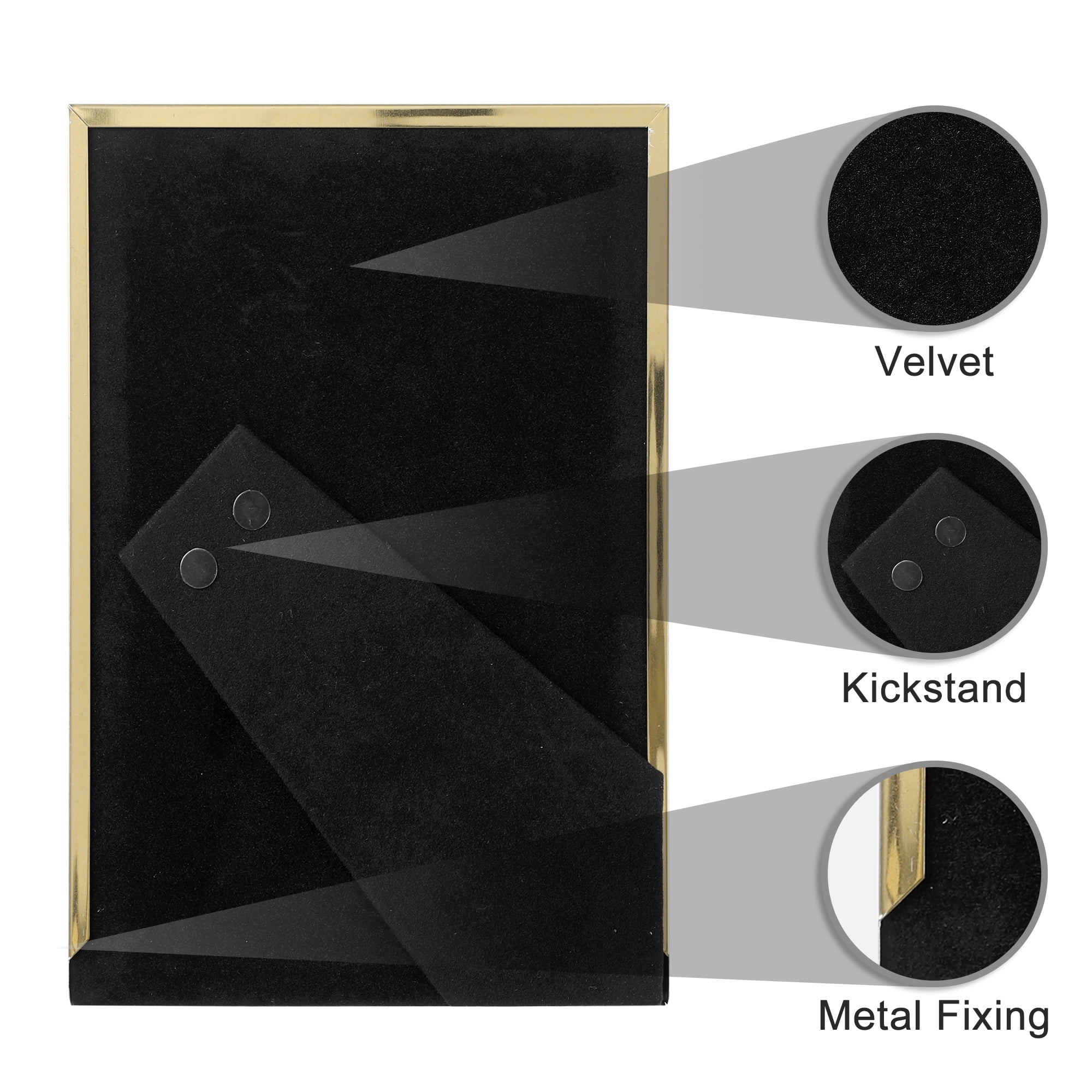 Unique Bargains Modern Picture Frame Brushed Aluminum Metal Photo Frame Gold 5x7 Gold/Black 4x6