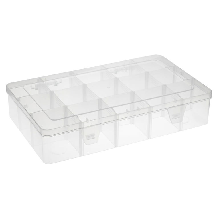 UTENEW Plastic Jewelry Organizer Box Clear Storage Bead Case for Little  Crafts/Arts 2 Pack Container with 10 Grids, Small