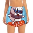 thumbnail image 3 of Uemuo Sushi Salmon Surfing Pattern Women's Athletic Shorts High Waisted Running Shorts with Liner Pockets Gym Elastic Workout Shorts-X-Large, 3 of 9