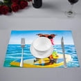 thumbnail image 2 of MKHERT Funny Dog with Surfboard Wearing Flower Chain and Sunglasses in Ocean Placemats Table Mats for Dining Room Kitchen Table Decoration 12x18 inch,Set of 4, 2 of 4