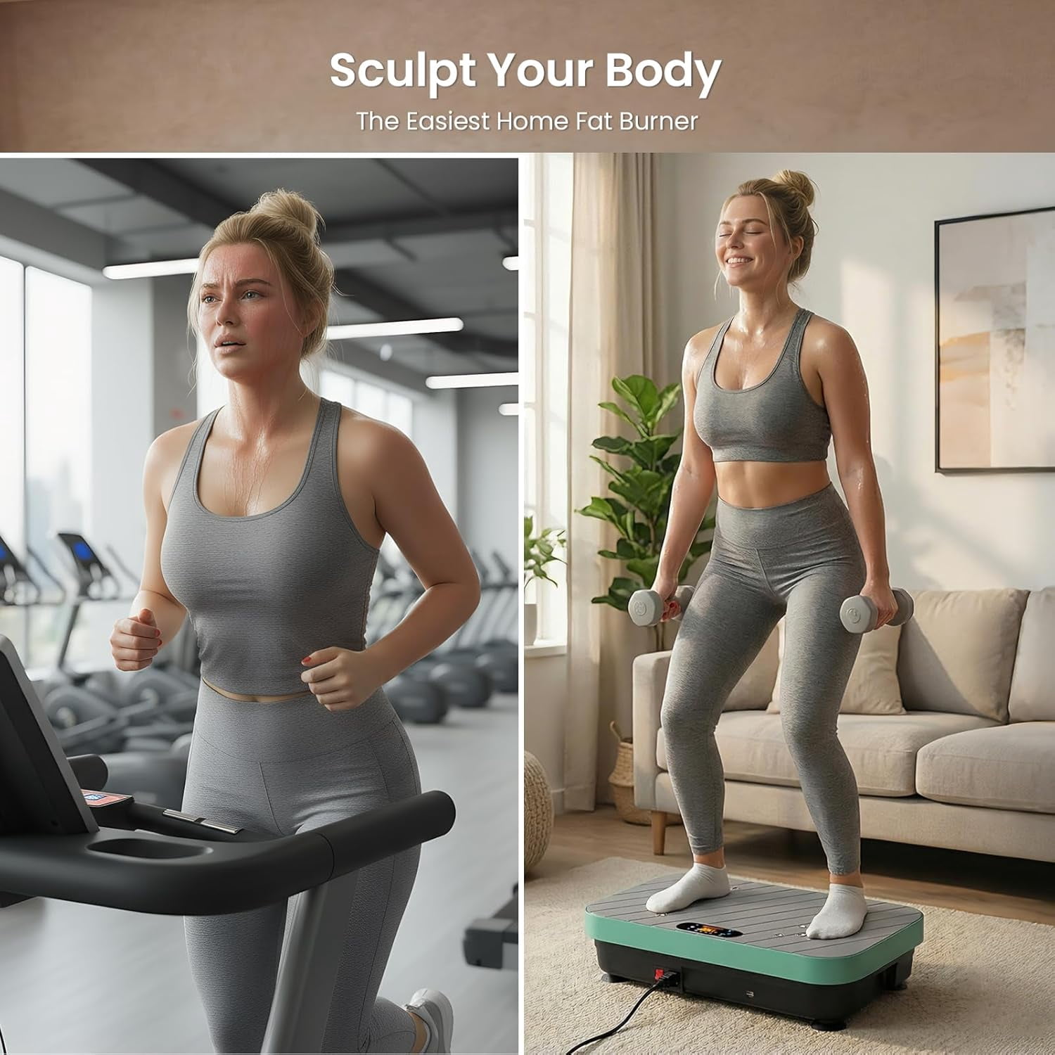 TISSCARE Vibration Plate Exercise Machine - 400Lbs Capacity Low-Impact Whole Body Workout Platform, Quiet Home Gym Equipment for Daily Fitness