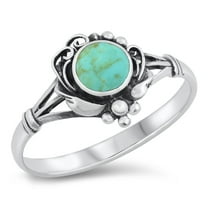 CHOOSE YOUR COLOR Boho Simulated Turquoise Ring .925 Sterling Silver Band Blue CZ Female Size 8