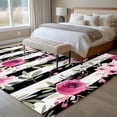 thumbnail image 4 of Large Area Rugs for Living Room Bedroom, Pink Roses 5'x8' Rug Washable Carpet Runner Indoor Outdoor, Romantic Flowers Leaves Floral Black Stripes Non Slip Floor Mats Rug for Kitchen, Bathroom, 4 of 8