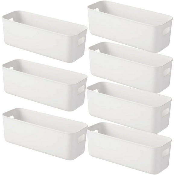 Hltpoi Plastic Storage Baskets Pantry Organizer Basket Bins Multi-Use Organizer Bins with Cutout Handles for Kitchen Organization Countertops Cabinets Bedrooms and Bathrooms (White 2