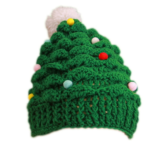 TIERPOP Christmas Tree Hat Knitted Crochet Beanie Cap Household Head Decorations