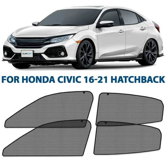CLIM ART Magnetic Car Window Shades for Honda Civic 2016-2021 Hatchback Custom-Fit Sun Blocker Curtains, Side Window Covers,Essential Car Accessories for Camping, Baby,and Privacy Protection- MS0242