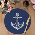 thumbnail image 3 of Navy Blue Anchor Round 13 Inch Placemats Set of 2, Coastal Nautical Marine Minimalist HeatResistant Non Slip Place Mats for Dining Table, Wipeable Braided Kitchen Table Mats for Housewarming, 3 of 9
