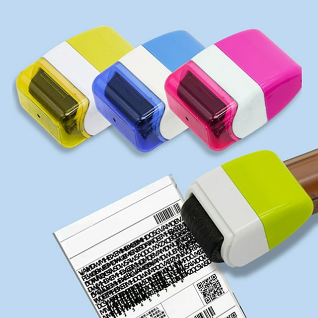 Pluma de sellos de protección de identidad – protector contra robo de identidad, corrector de datos, rodillo ergonómico para tinta, portátil para documentos y correo